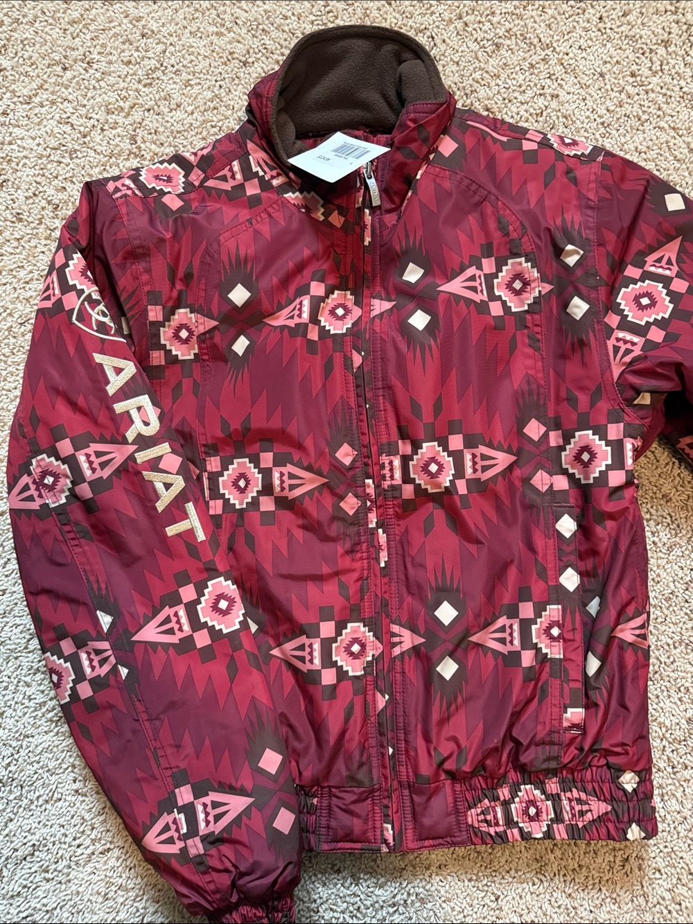Ariat Women’s Burgundy & Pink Aztec Puffer Jacket